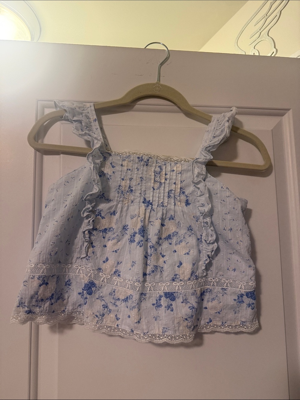 Love Shack Fancy X Target collab, girls  Blue Floral Ruffle Tank Top size 12